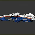 Futuristic Spacecraft 3D Model With White Blue Red Sleek Design And Mechanical Structure