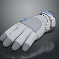 Astronaut White Gloves With Gray Fingertips And Metallic Protective Cuff Design