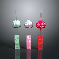 Colorful Decorative Wind Chimes With Bamboo Cherry Blossom And Geometric Pattern Tags