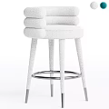 Modern Teal Velvet Bar Stool With Cushioned Back Rounded Seat And Metal Legs