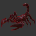 Detailed Scorpion With Curved Tail Red Stinger And Sharp Claws On Gray Background