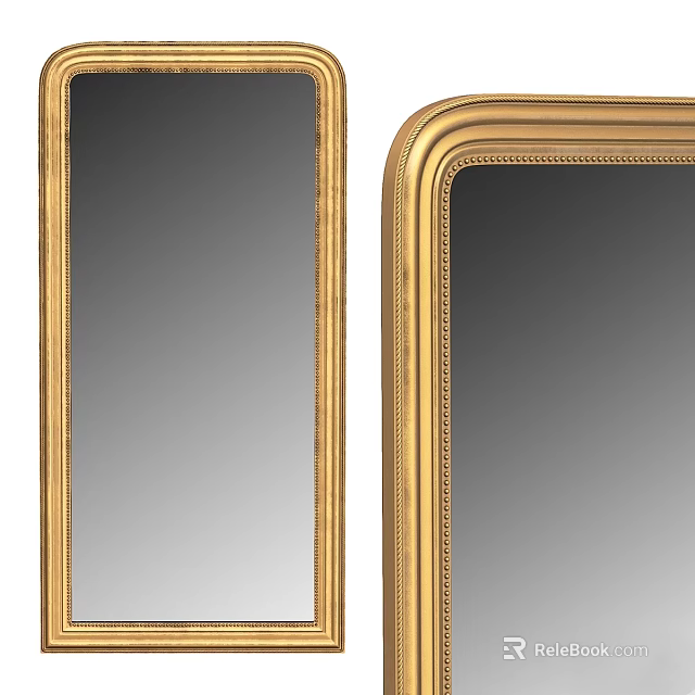 Stylish Mirrors With Golden Frames For Home Decor And Interior Design 3d model 