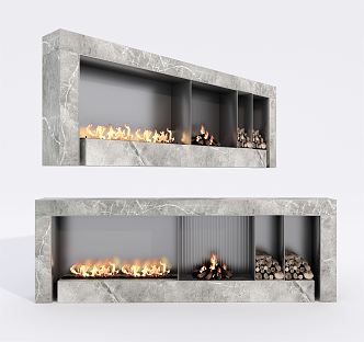 modern fireplace flame pile 3d model