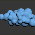 Glossy Blue Abstract 3D Model With Rounded Protrusions On Black Background And Reflection