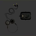 Retro Electronic Communication Equipment Featuring Headset And Black Device With Knobs And Plug 3d model