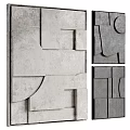 Modern Gray Geometric Wall Decor With Abstract Panels And Textured Design 3d model