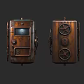 Rustic Rusted Metal Industrial Equipment With Doors Vents And Control Panels