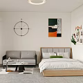Modern Hotel Guest Room Interior With White Cabinets Washing Machine Refrigerator Desk And Chair