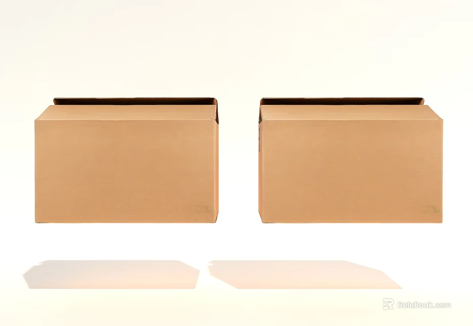 Two Brown Cardboard Storage Boxes For Home Organization And Moving Supplies 3d model 