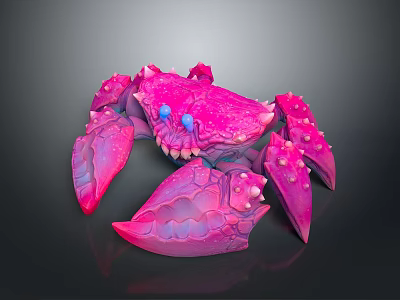 Pink Purple Gradient Crab With Blue Eyes And Spiky Textured Shell 3d model