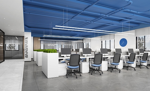 Modern public office area Open office area 3d model