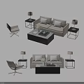 Modern Sofa And Coffee Table Set With Side Tables Table Lamps And Accent Chairs 3d model