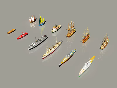 Various Yacht Models With Colorful Designs And Classic Modern Styles 3d model