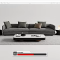 Light Gray And Dark Gray Two-Seater Sofa With Throw Pillows Coffee Table And Side Table 3d model
