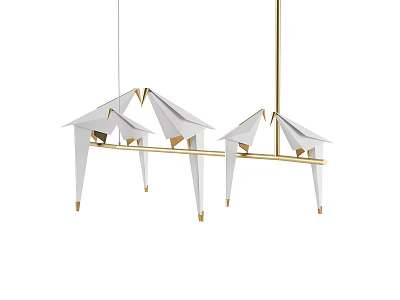 Modern Geometric Chandelier With Gold Metal Frame And White Paper Fold Design For Interior 3d model