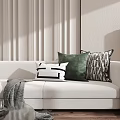 Modern Decorative Throw Pillows in Green and Black White Geometric Patterns for Sofa 3d model