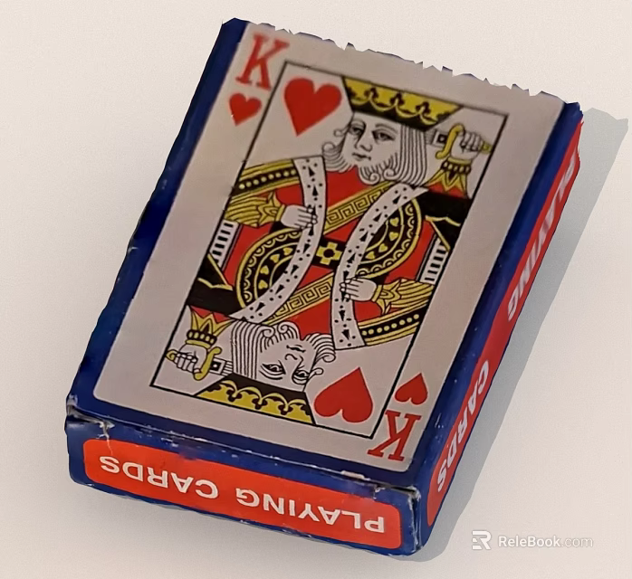 Blue And Red Playing Cards Box With King Of Hearts Card Design 3d model 