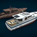 Two Yachts White and Brown Exterior Design with Sleek Structure and Classic Style