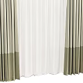 Double Layer Window Curtain With White Sheer And Beige Panel For Home Decor 3d model