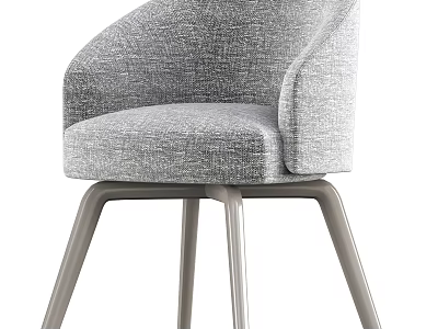 Modern Single Chair With Gray Fabric Curved Backrest And Metal Legs 3d model