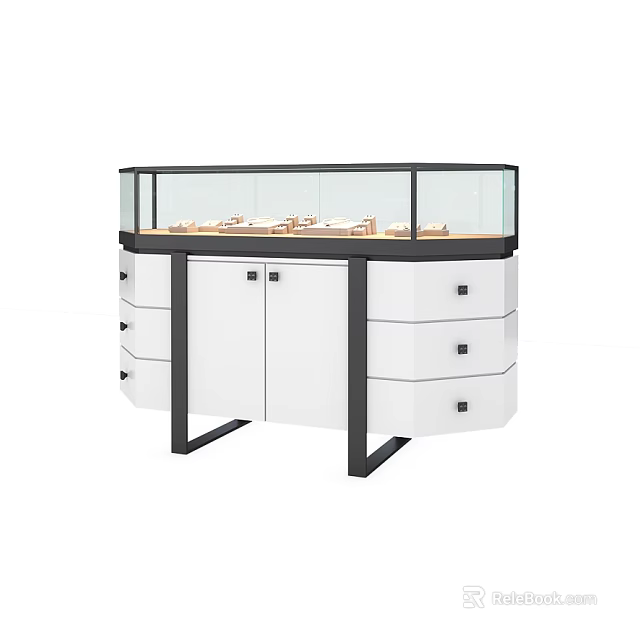 Elegant Modern Jewelry Display Cabinet With Glass Showcase Drawers And Cabinets 3d model 