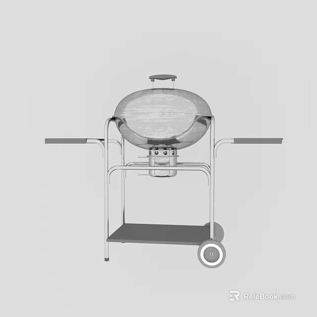 Transparent Dome Mobile Cart With Metal Frame Platform And Wheels 3d model 