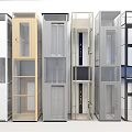Modern Display Cabinets with Various Colors Glass Doors and Open Shelves Design