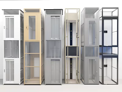 Modern Display Cabinets with Various Colors Glass Doors and Open Shelves Design 3d model