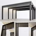 Modern Metal Pergola Structure With Support Columns Detailed Beam Design And Textured Surface