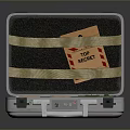 Open Security Suitcase Interior With Orange Boxes Green Square And Top Secret Label