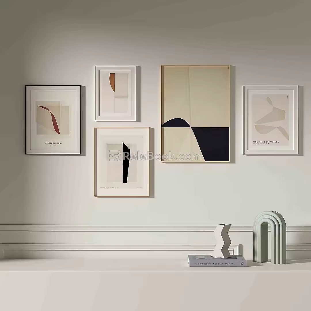 Modern minimalist abstract decorative painting 3d model