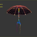 Stylish Dark Blue Umbrella With Red Handle Black Frame And Canopy Design