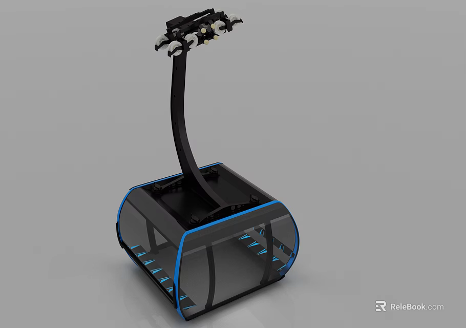 Modern Mechanical Arm Device Featuring Black Base and Blue Accent Lines 3d model 
