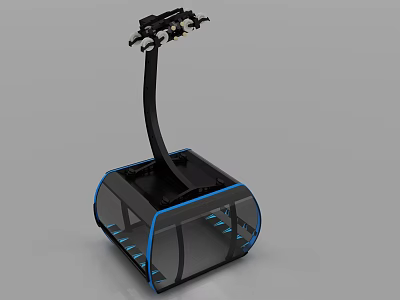Modern Mechanical Arm Device Featuring Black Base and Blue Accent Lines 3d model