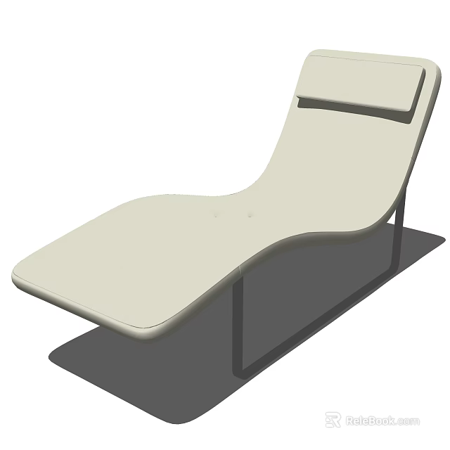 Modern Curved Lounge Chair With Light Colored Seat And Black Metal Frame 3d model 