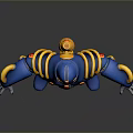 Futuristic Blue Yellow Gray Robot Warrior Character With Armor And Detailed Design