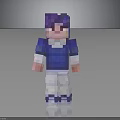 Minecraft Pixel Character 3D Model with Purple Hair Blue Shirt White Pants and Shoes
