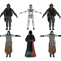 Smart Machines Humanoid Models With Outstretched Arms And Diverse Costumes