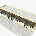 Awning With Metal Frame Installed Over Window On Brick Wall Exterior 3d model