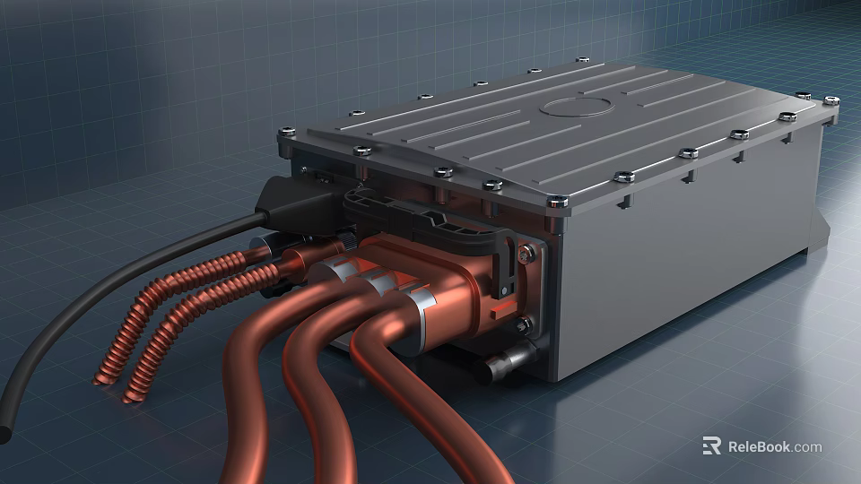 Industrial Equipment Featuring Metal Enclosure Copper Pipe Connections And Mechanical Structure 3d model 