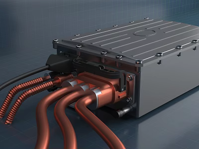 Industrial Equipment Featuring Metal Enclosure Copper Pipe Connections And Mechanical Structure 3d model