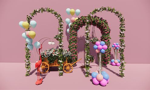 Modern Arch Balloon Floriculture Beautiful Chen wreath Arch wreath 3d model