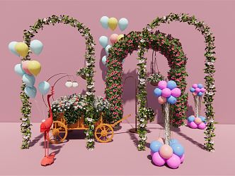 Modern Arch Balloon Floriculture Beautiful Chen wreath Arch wreath 3d model