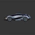 Futuristic Concept Car With Sleek Design Dark Roof Silver Body And Unique Wheels