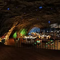 Cave Themed Restaurant Interior With Starry Ceiling Dining Tables Green Plants And Lighting 3d model