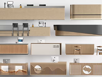 Modern cashier counter, bar counter, reception desk, front desk 3d model