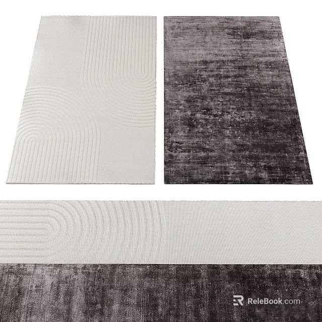 Modern Square Rug With Textured Surface And Abstract Patterns In Gray White Tones 3d model 