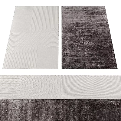 Modern Square Rug With Textured Surface And Abstract Patterns In Gray White Tones 3d model
