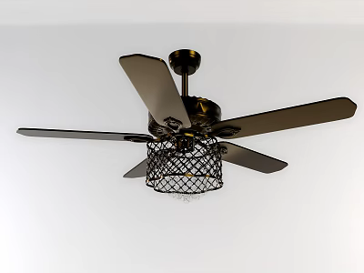 Modern Ceiling Fan With Metal Blades And Decorative Light Fixture For Home Use 3d model