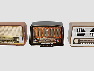 Vintage Retro Audio Speakers With Three Classic Designs And Old Fashioned Vintage Style 3d model